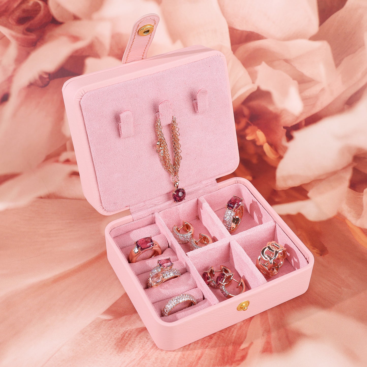 Coffret à bijoux Bronzallure - Similicuir rose - 155x90x55