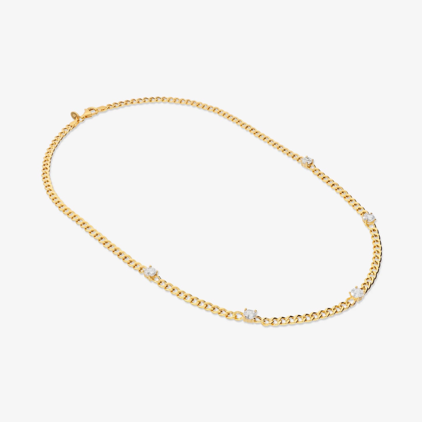 Collana Maglia Grumetta in Argento 925 placcato Oro Giallo 18Kt con Cubic Zirconia