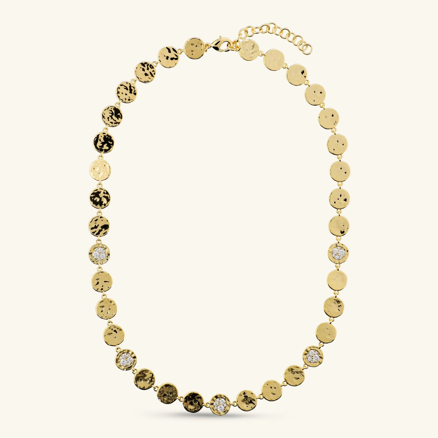 Collana Eclissi Dorata con Pavé di Cubic Zirconia