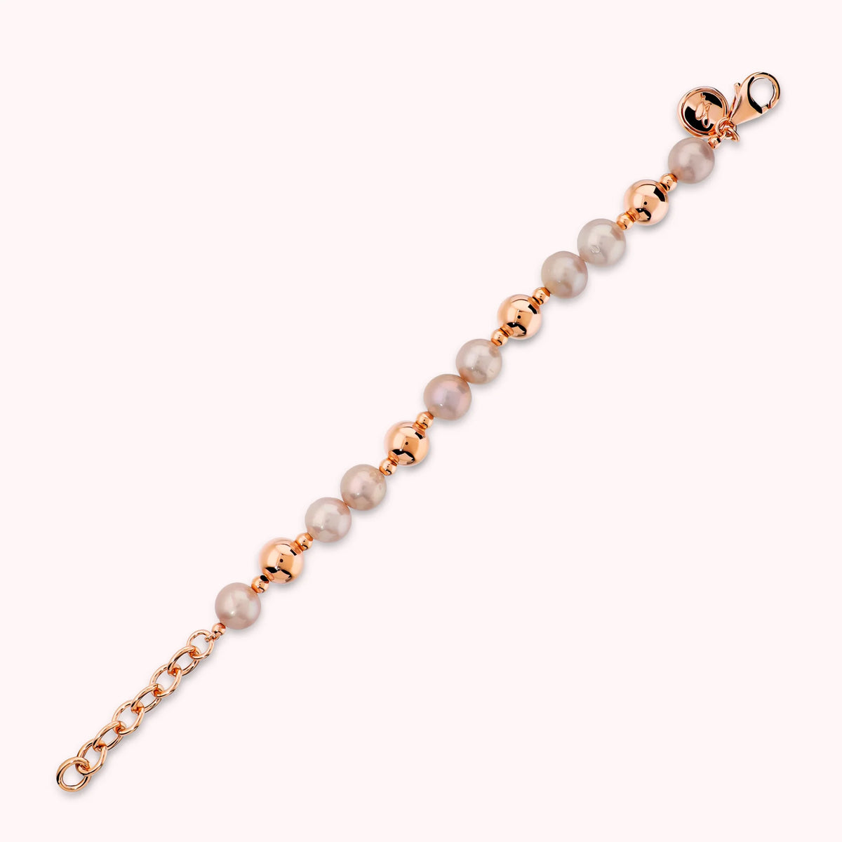 Bracciale con Palline Lucide e Perle Rosa Ø10mm
