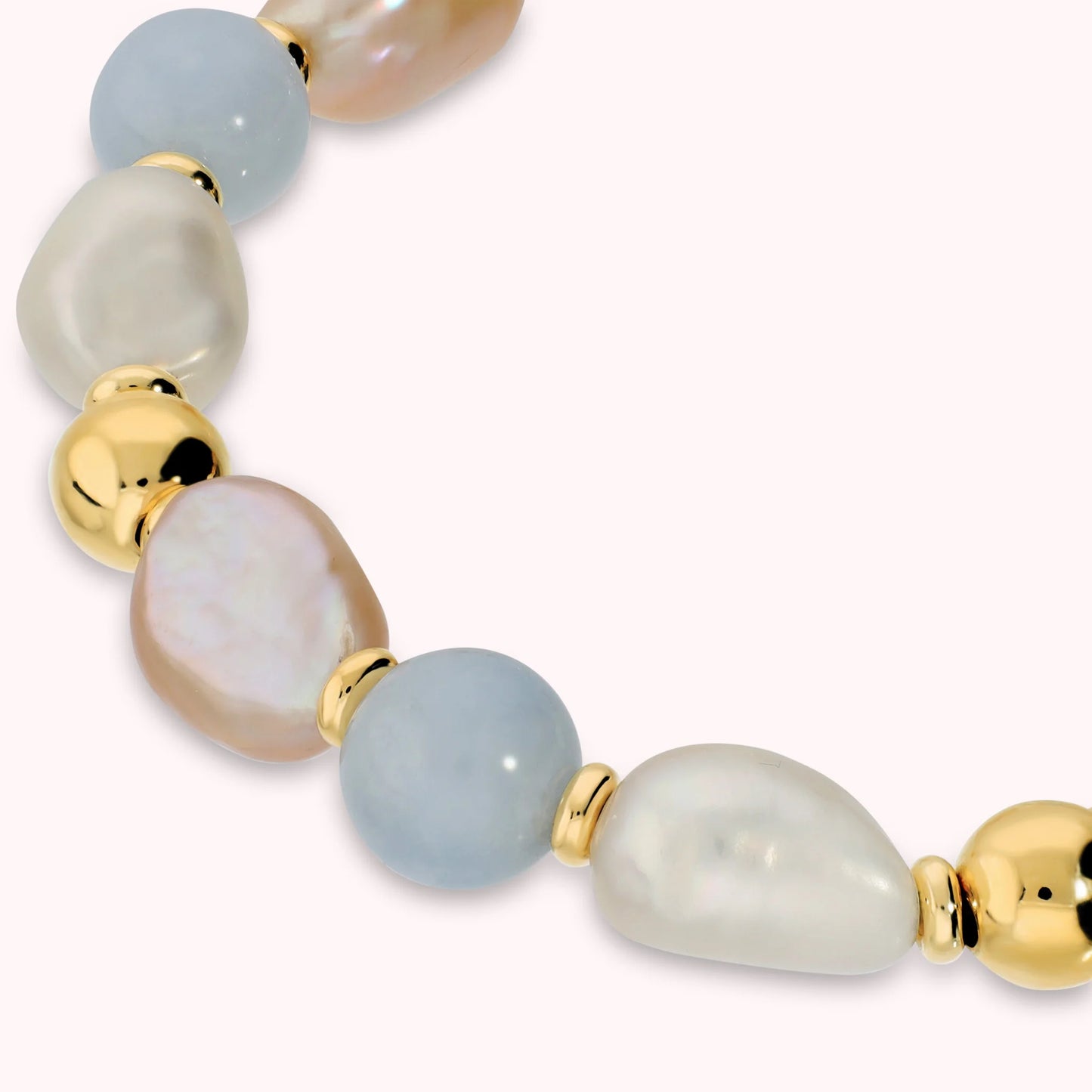 Bracciale Elastico con Quarzite Ø10mm e Perle Barocche 11-12mm