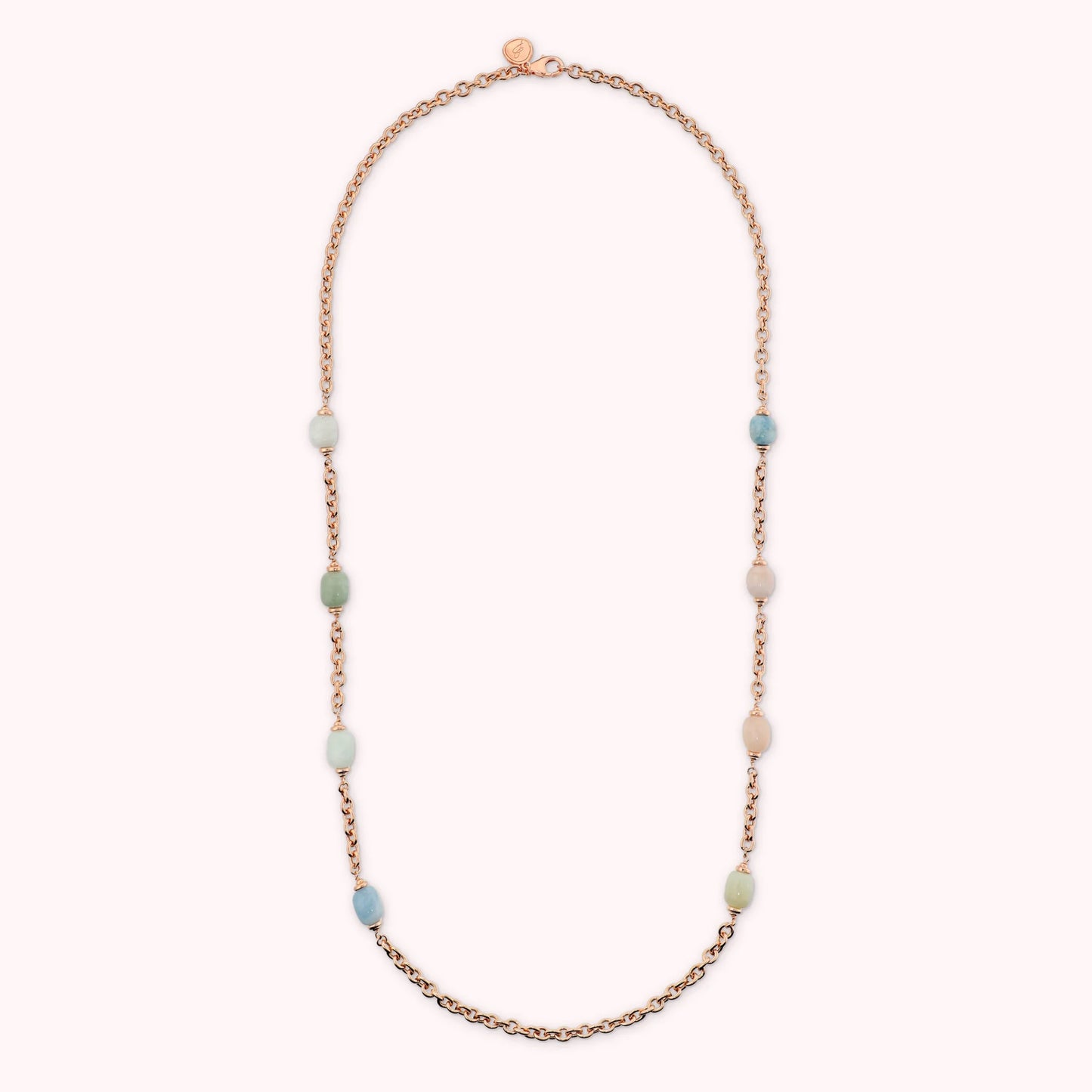 Collana Lunga Maglia Forzatina con Berilli Multicolore Irregolari