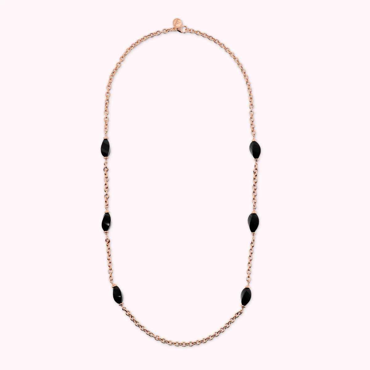Collana Lunga Maglia Forzatina con Onici Sfaccetati Ritorti