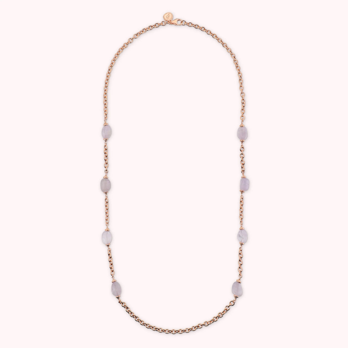 Collana Lunga Maglia Forzatina con Pietre Ametista Irregolari