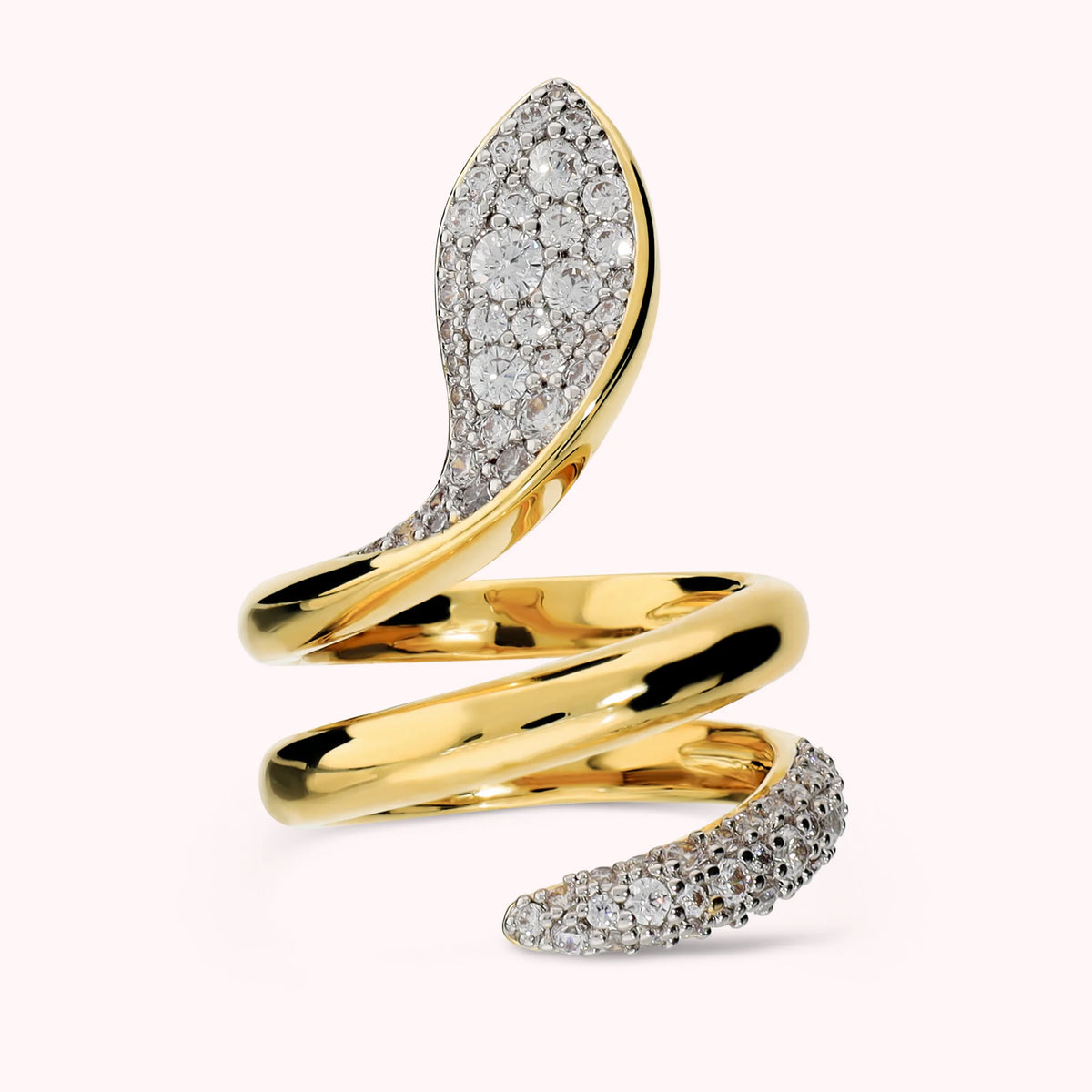 Anello Contrarié Snake con Pavè in Cubic Zirconia