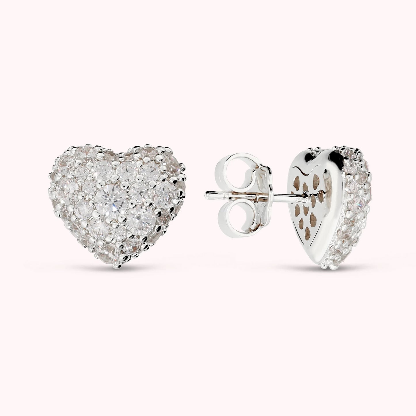 Orecchini a Cuore con Pavé in Cubic Zirconia