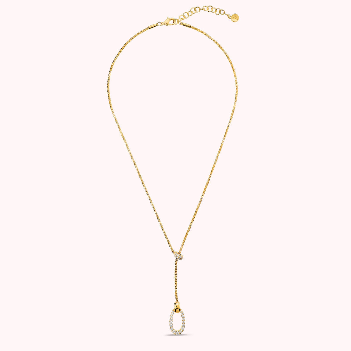 Collana a Cravatta Regolabile con Maglia Popcorn e Cubic Zirconia