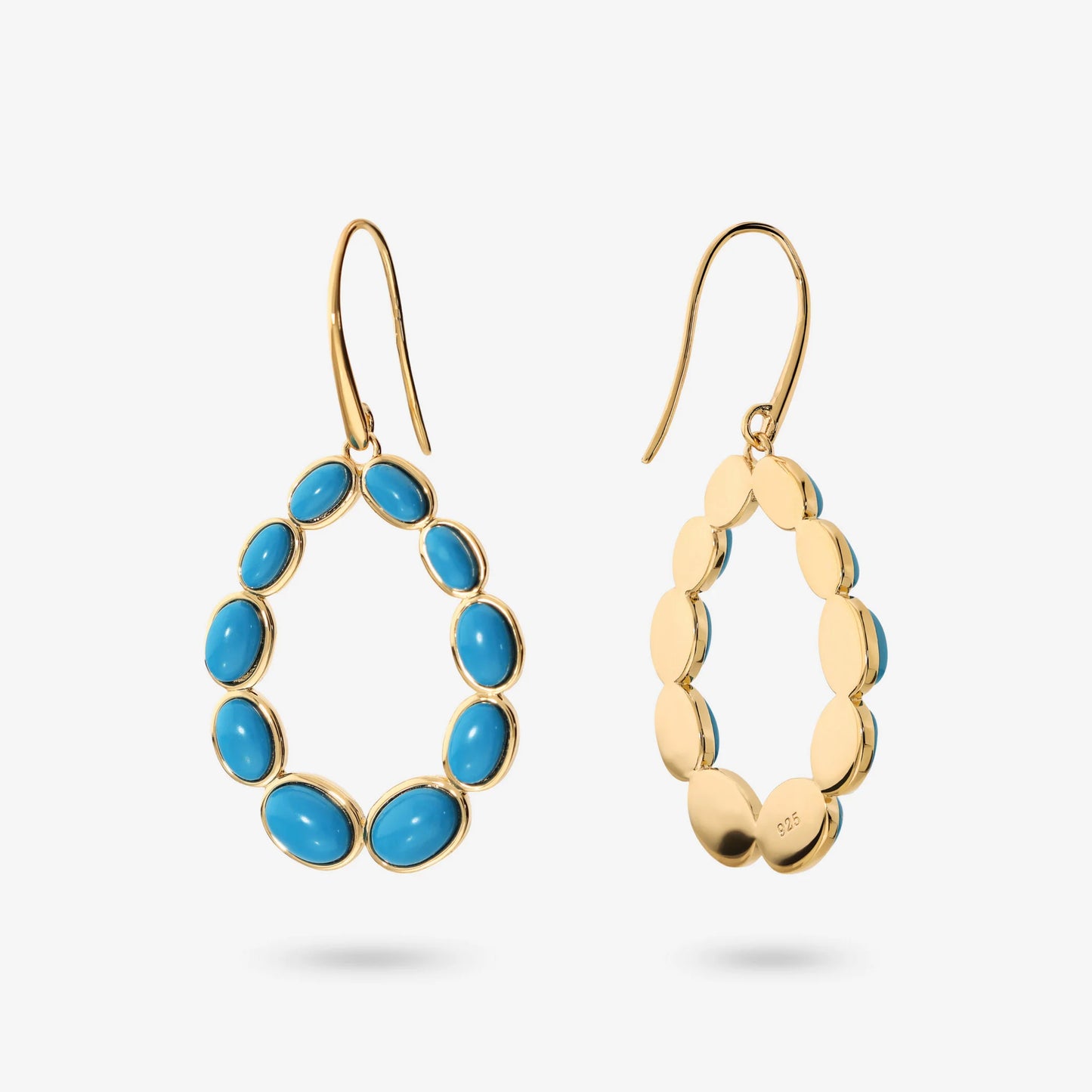 Orecchini Pendenti a Goccia in Argento 925 placcato Oro Giallo 18Kt con Pietre Naturali