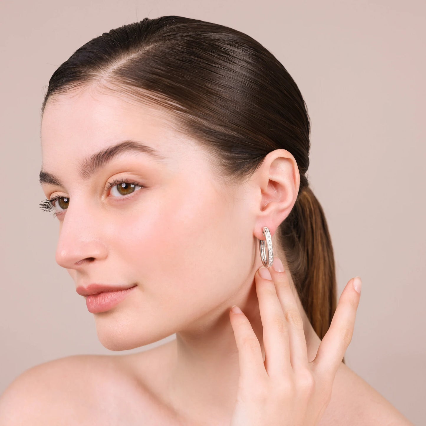 Orecchini Ovali in Argento 925 con Cubic Zirconia