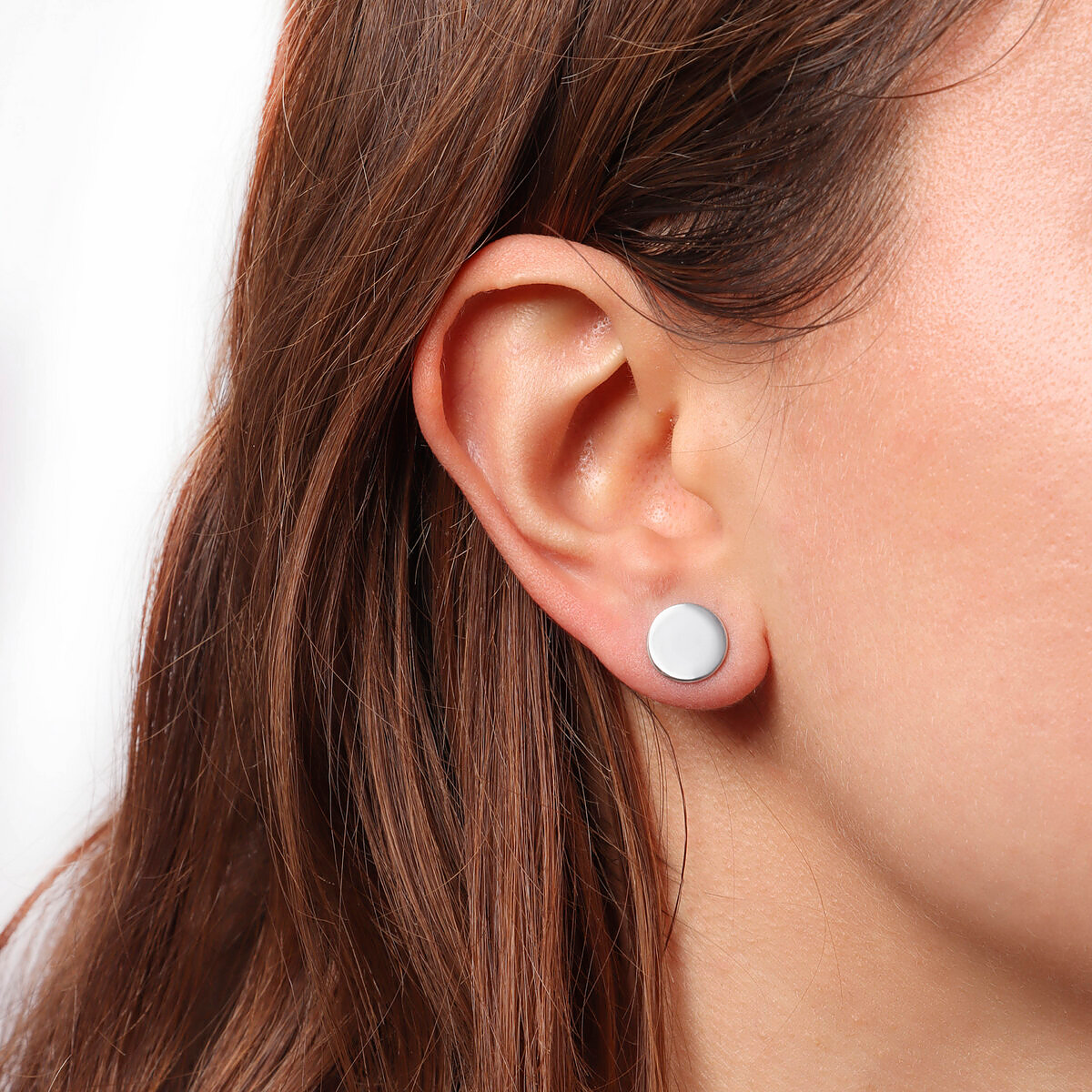 Orecchini a Bottone in Argento 925 placcato Platino