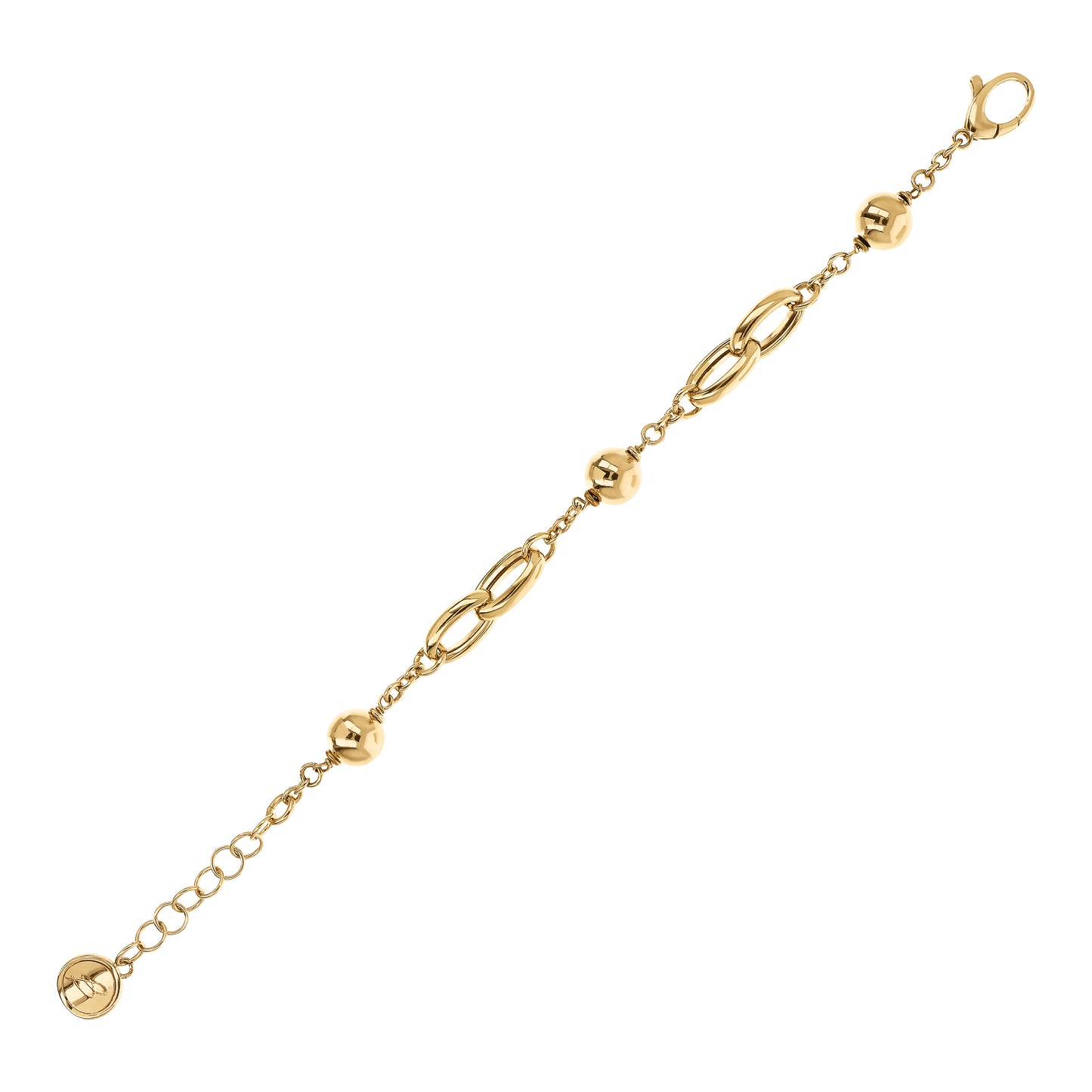 Bracciale Golden con Maglie Ovali Intrecciate e Bead Lucide