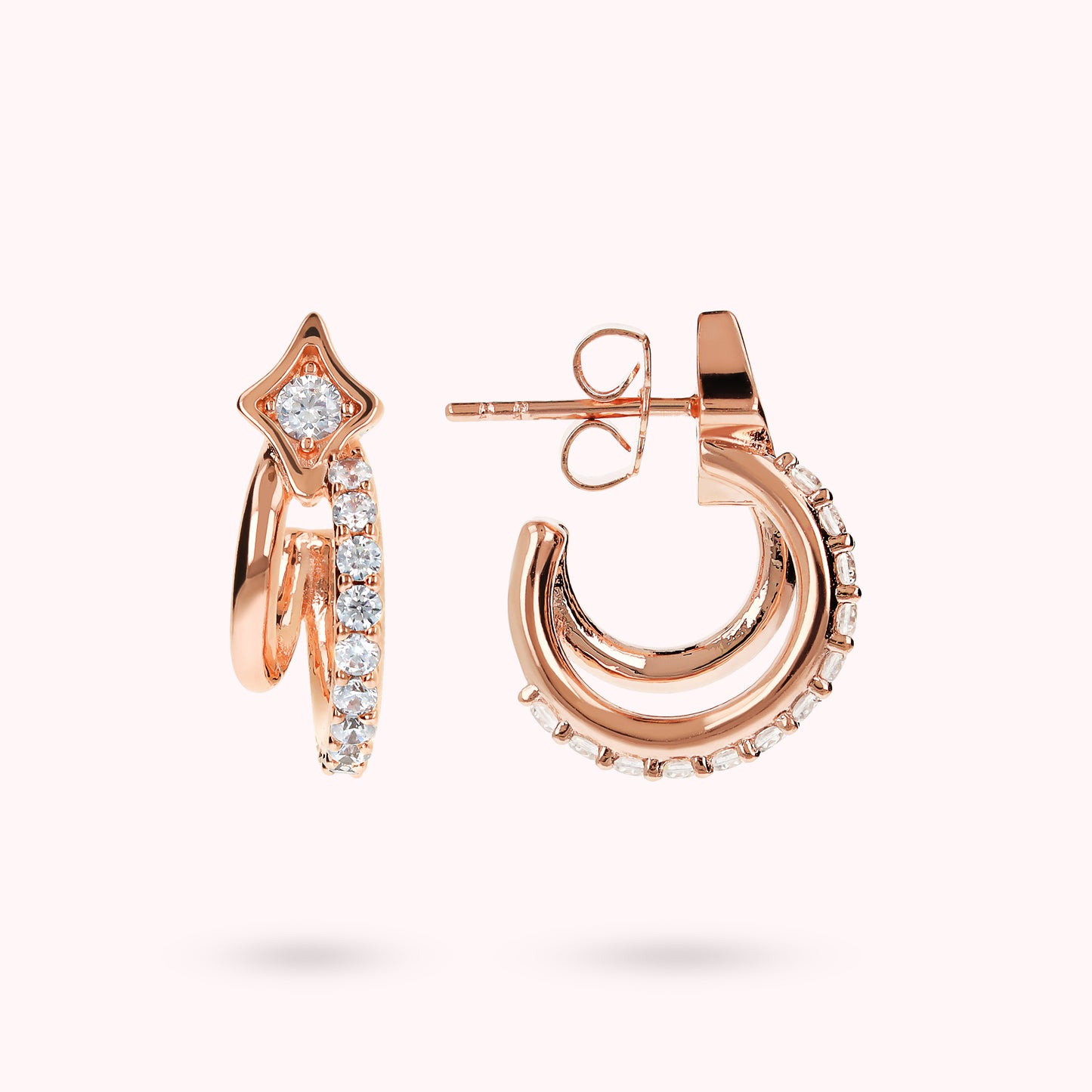 Orecchini Doppi Étoile con Cubic Zirconia