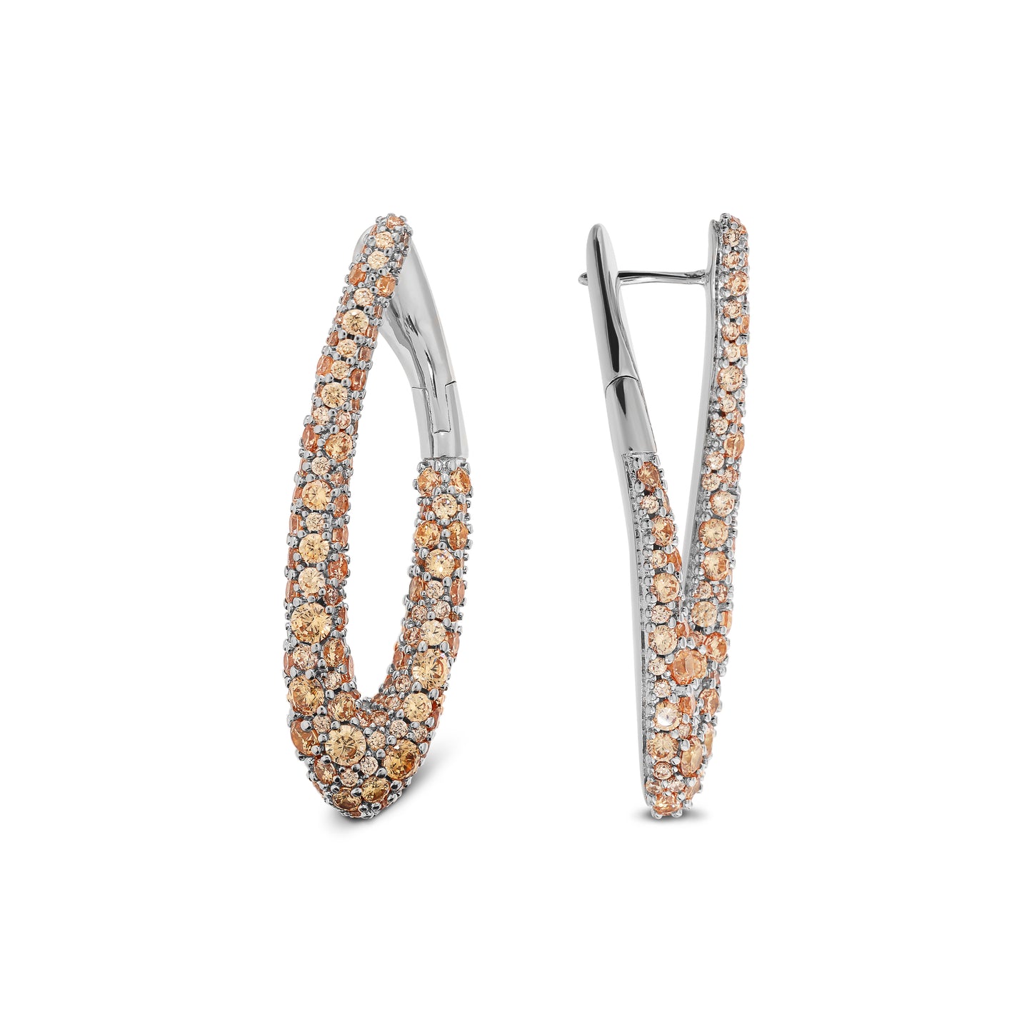 Boucles d'oreilles ovales blanches en zircone cubique pavée