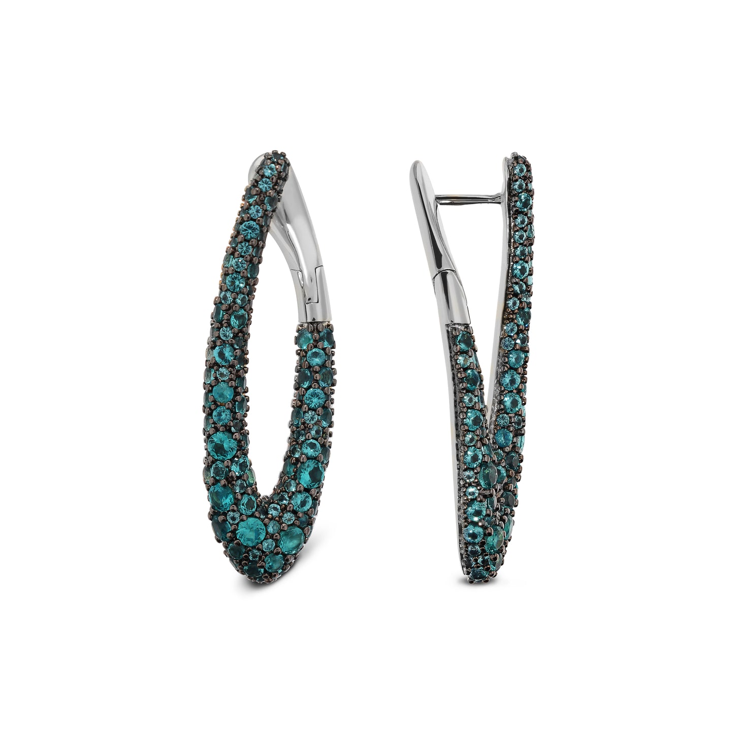 Boucles d'oreilles ovales blanches en zircone cubique pavée