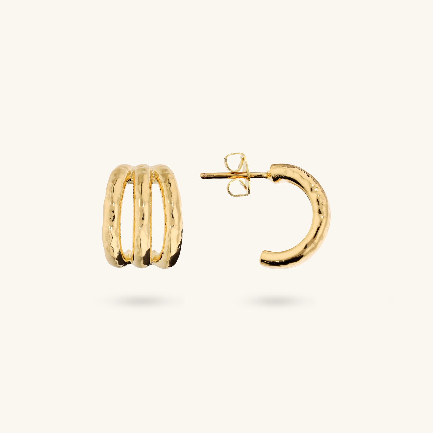Boucles d'oreilles à tige multi-rangs martelées