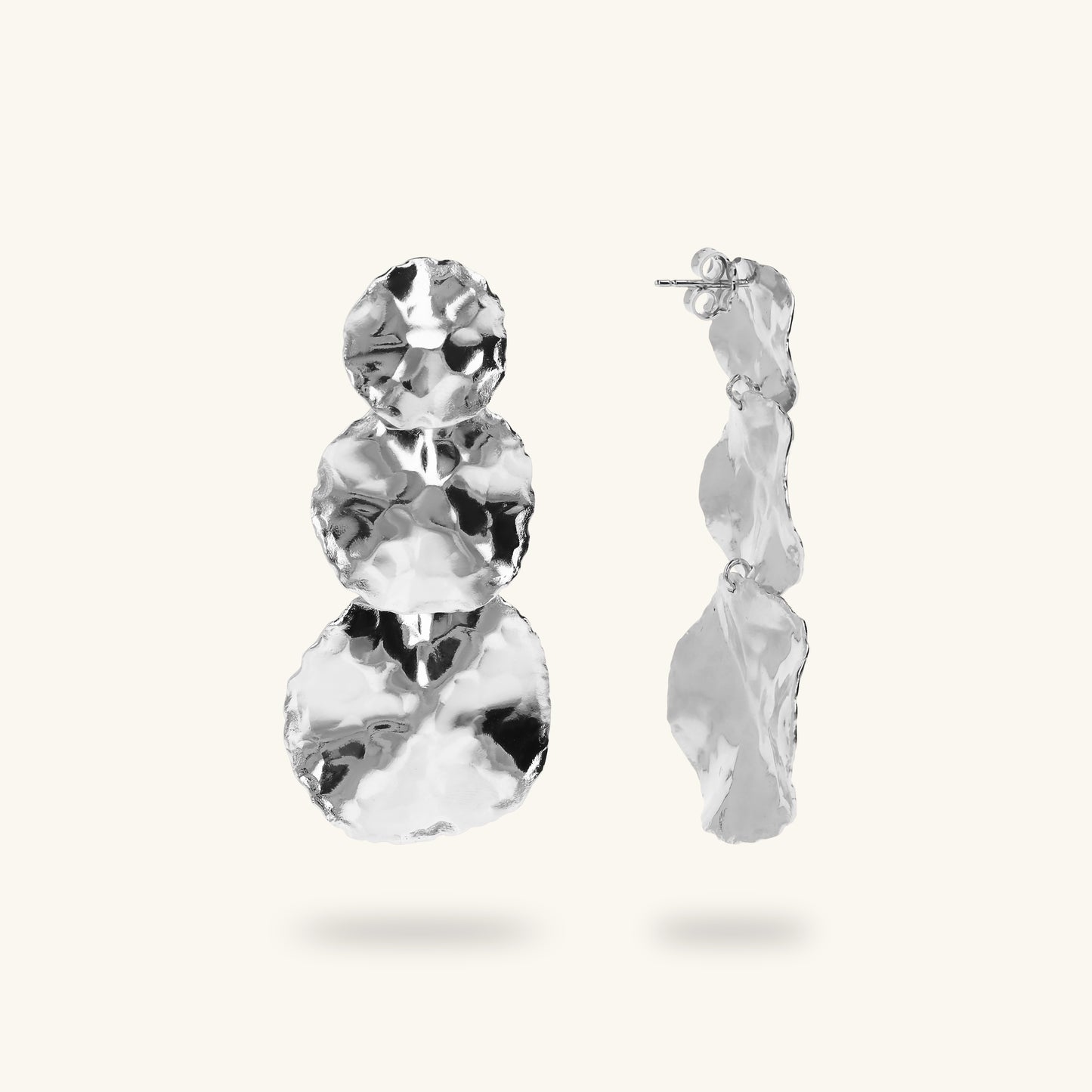Boucles d'oreilles pendantes à disque gradué martelé