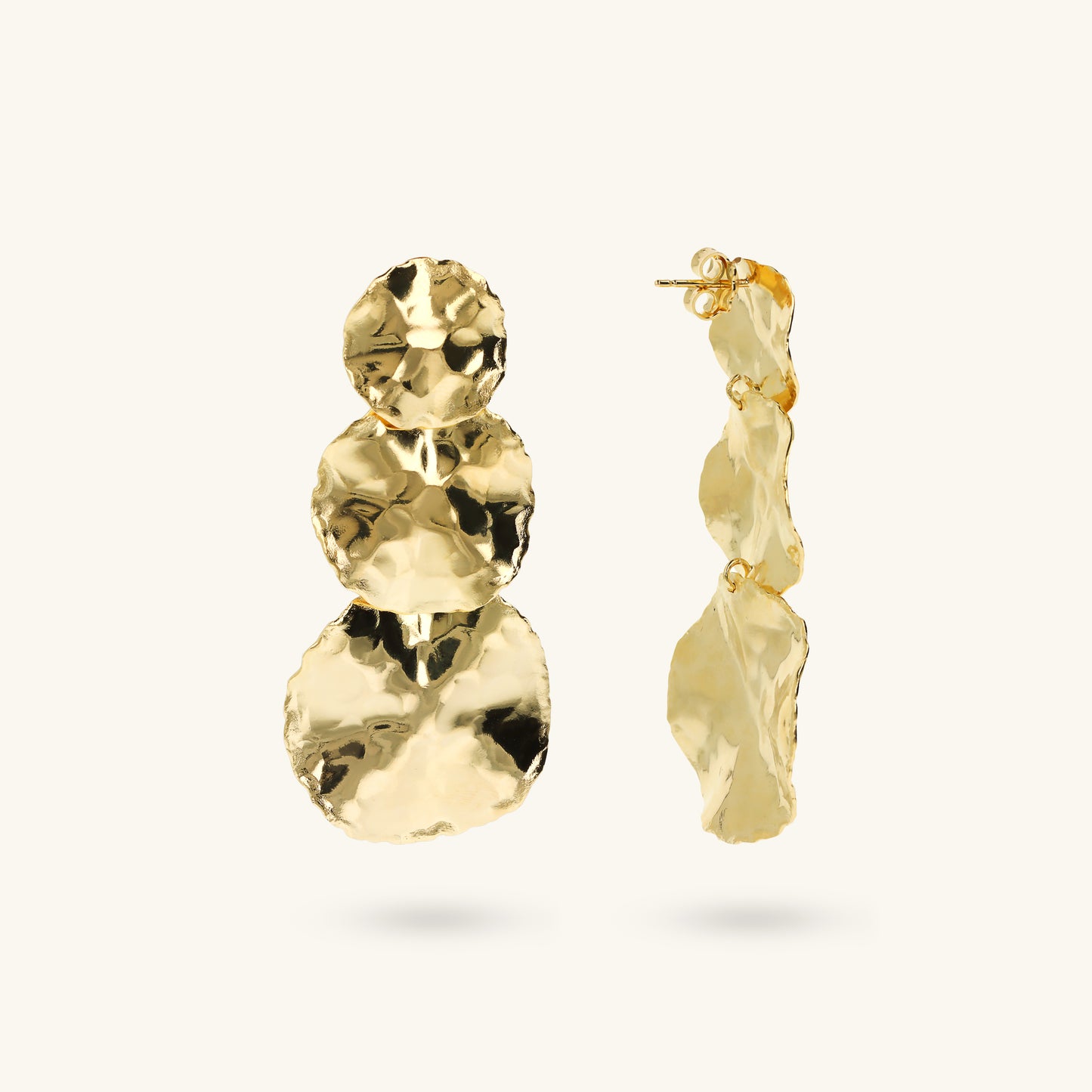 Boucles d'oreilles pendantes à disque gradué martelé