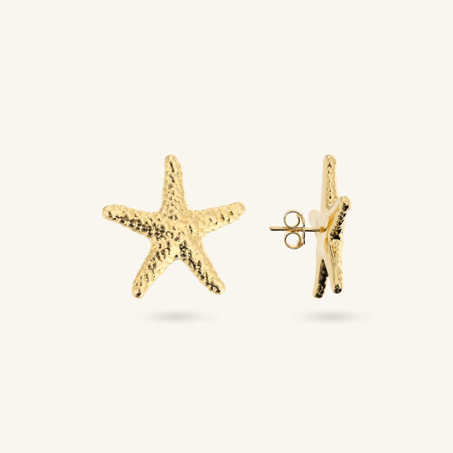 Boucles d'oreilles à tige en forme d'étoile de mer martelée