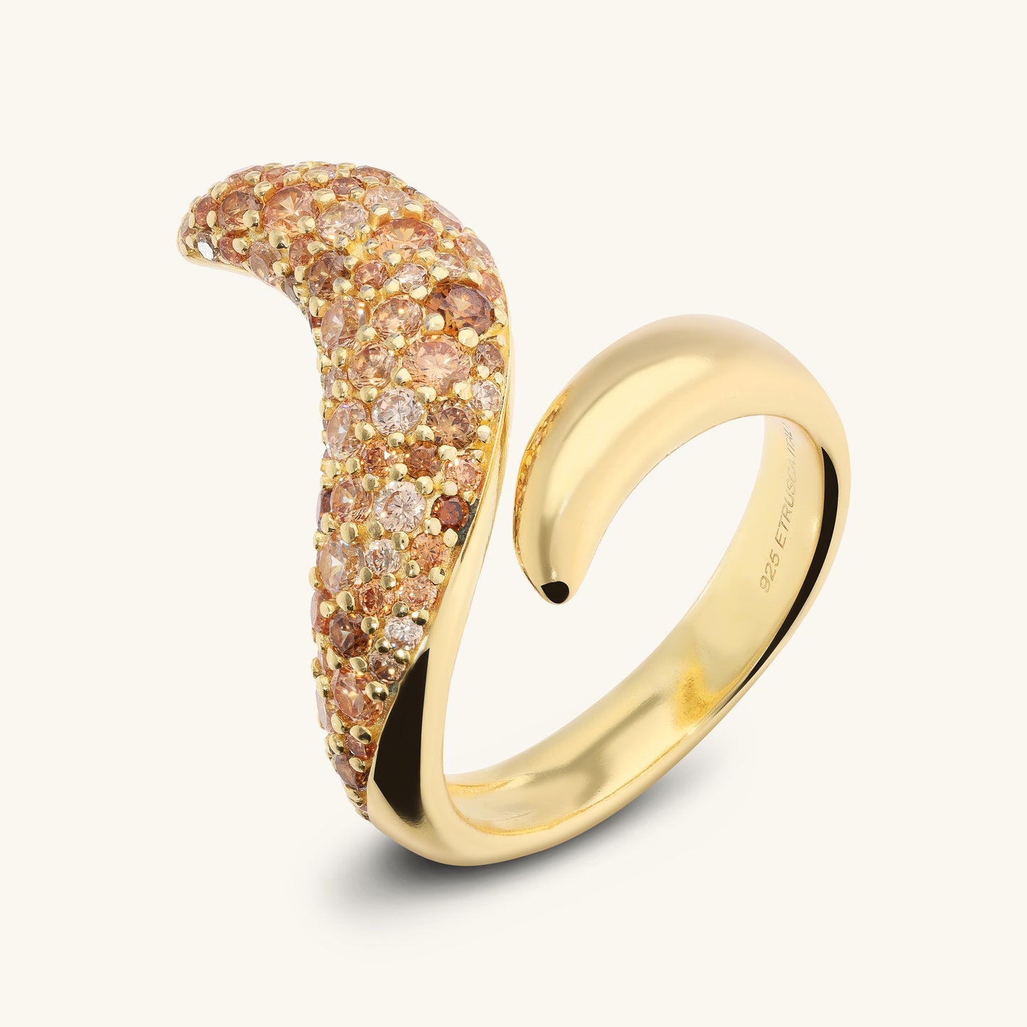 Bague Contrarié Onda avec pavé de zircones cubiques