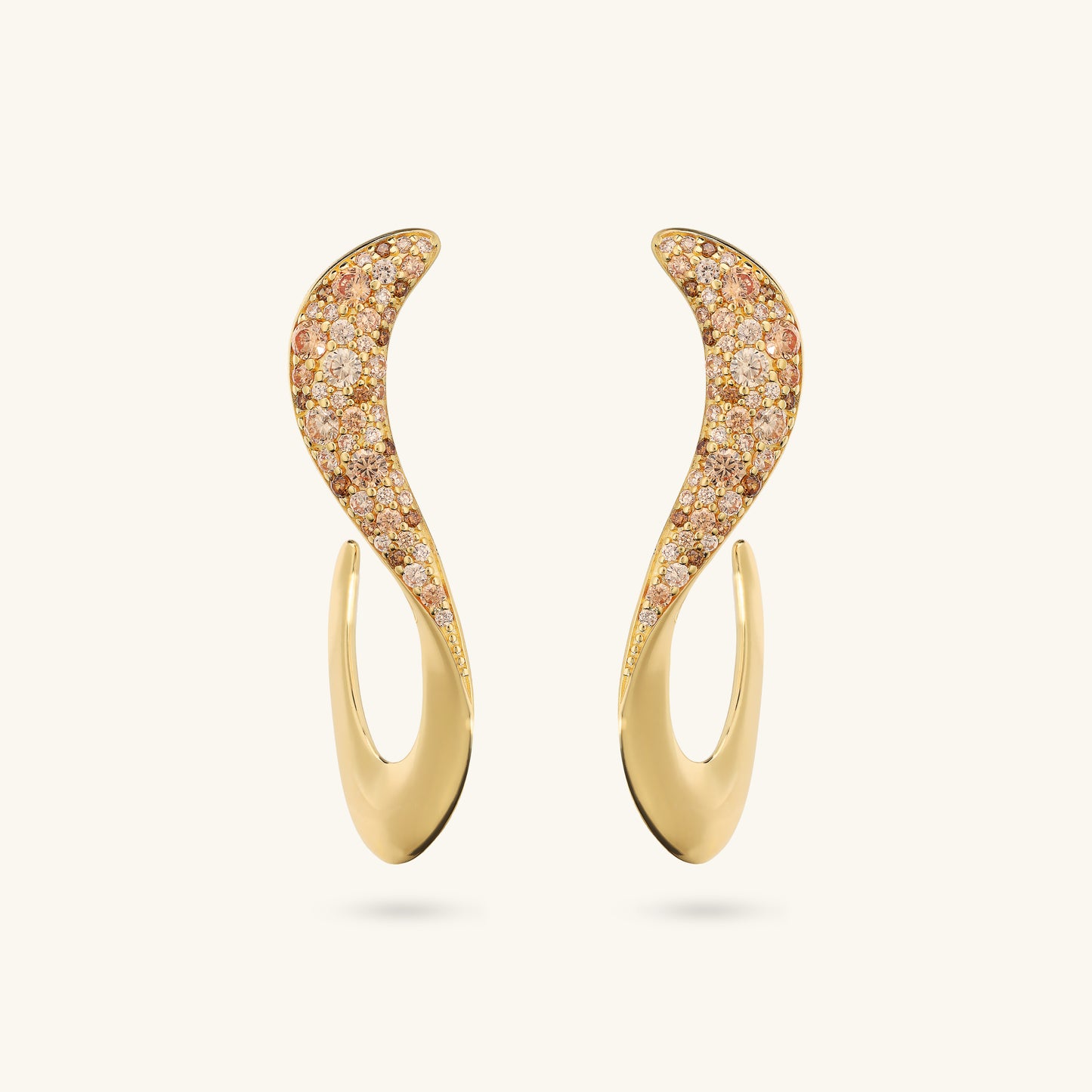 Boucles d'oreilles pendantes Wave avec pavé de zircones cubiques
