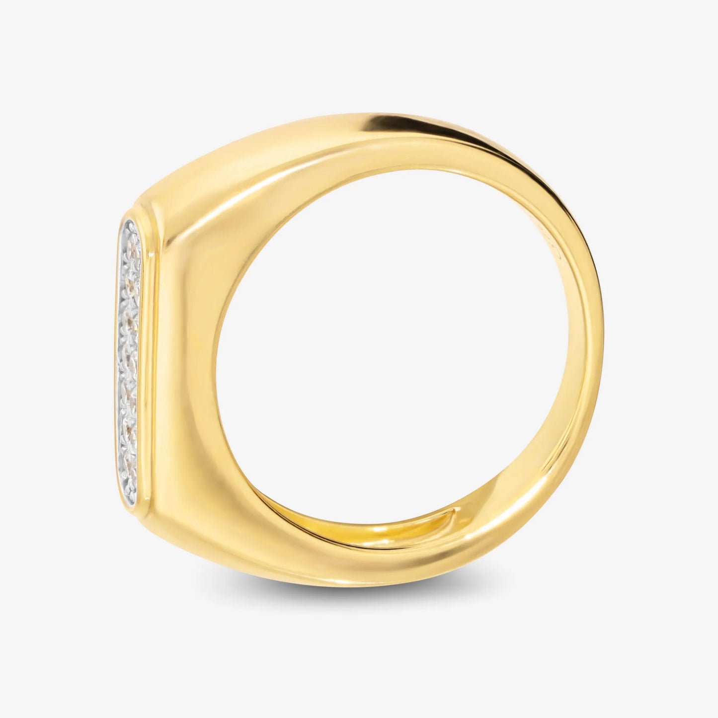 Anello Squadrato in Argento 925 placcato Oro Giallo 18Kt con Pavé di Cubic Zirconia