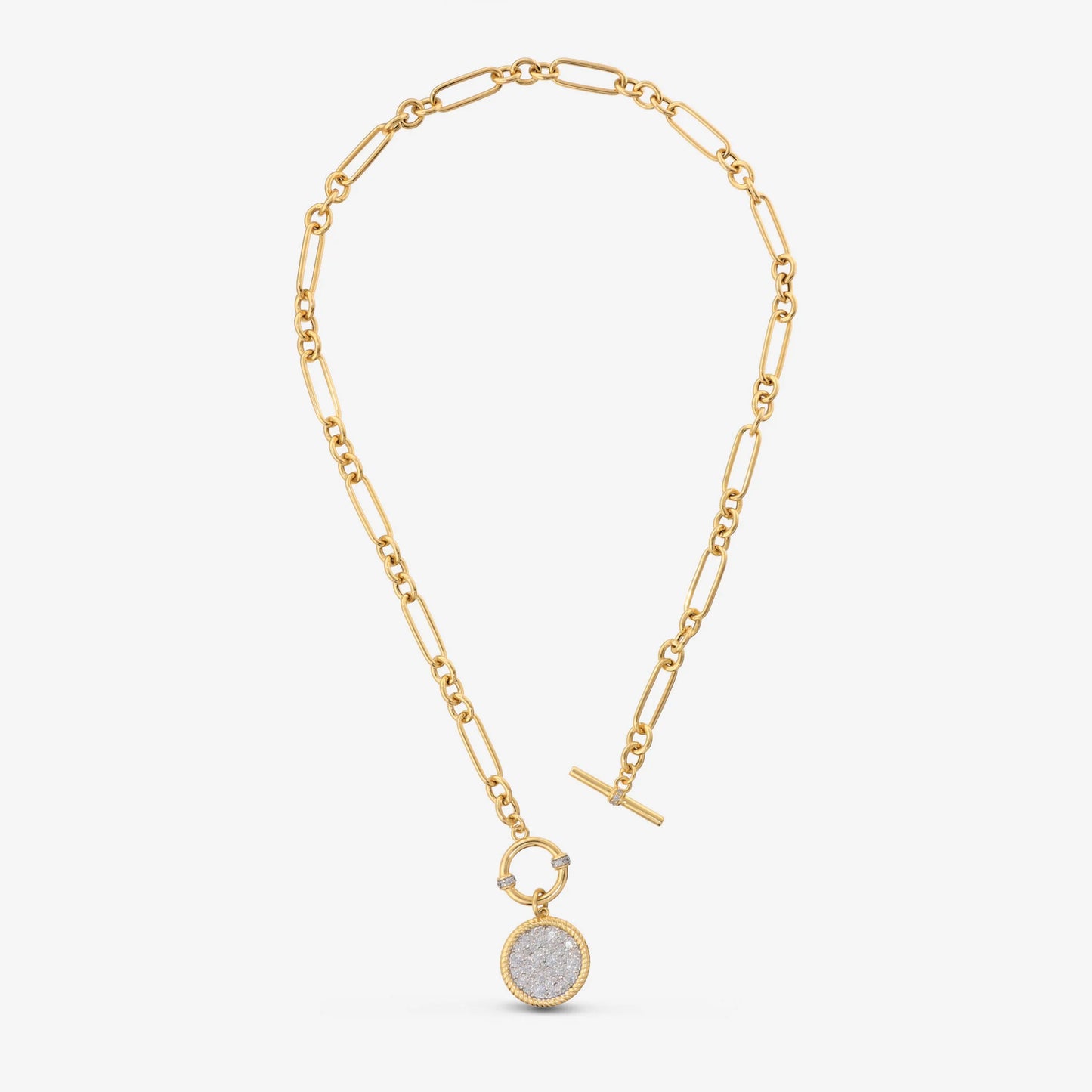 Collana in Argento 925 con Ciondolo Tondo in Pavé di Cubic Zirconia