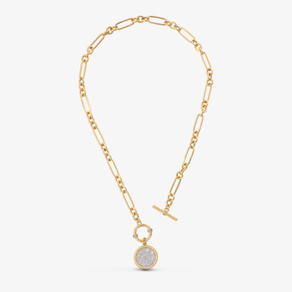 Collana in Argento 925 con Ciondolo Tondo in Pavé di Cubic Zirconia
