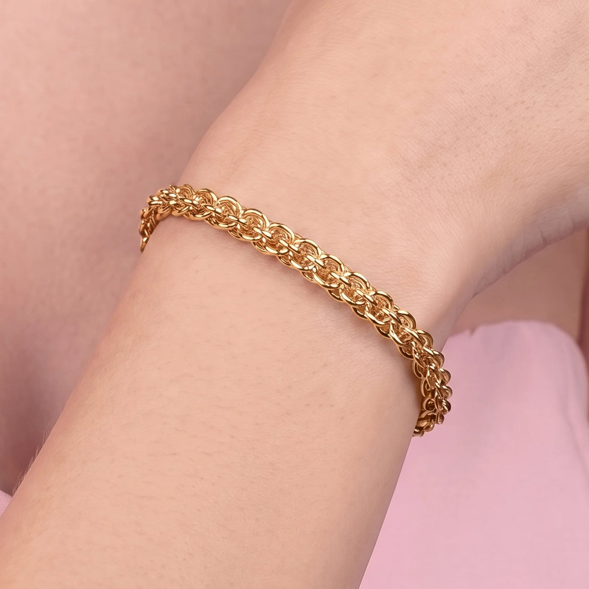 Bracciale Maglia Cestina Placcato Oro 18Kt