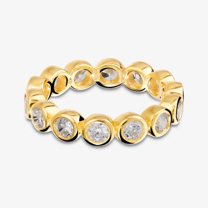 Anello Fedina in Argento 925 placcato Oro Giallo 18Kt con Cubic Zirconia
