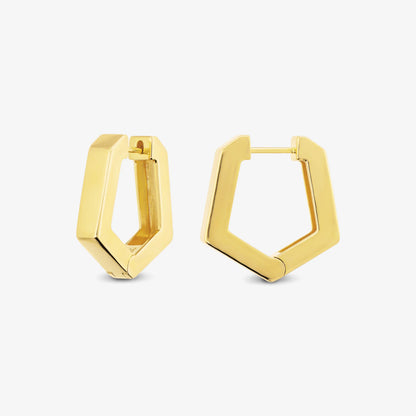 Orecchini Esagonali Lucidi in Argento 925 placcati Oro Giallo 18Kt