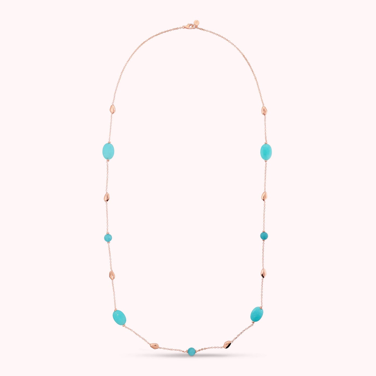 Collana Lunga con Pepite Lucide e Quarzite Azzurra