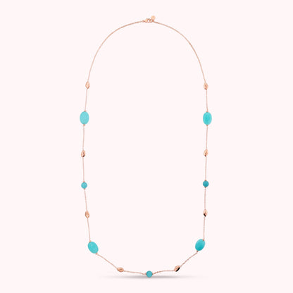 Collana Lunga con Pepite Lucide e Quarzite Azzurra