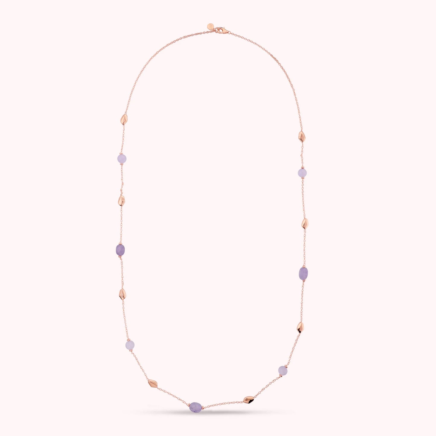 Collana Lunga con Pepite Lucide e Quarzite Viola