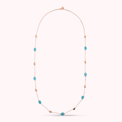 Collana Lunga con Pepite Lucide e Quarzite Azzurra Sfaccettata