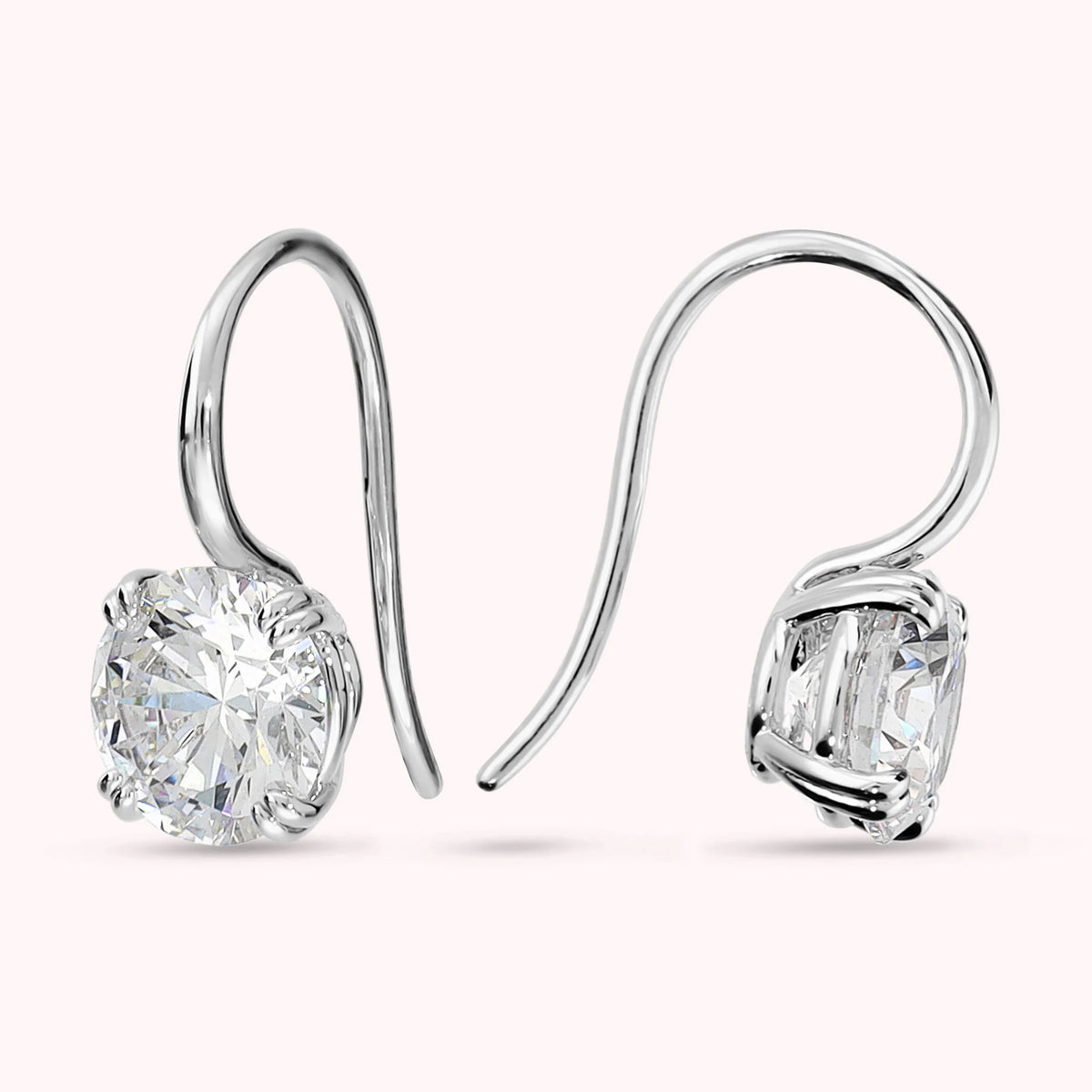 Orecchini Pendenti con Cubic Zirconia Tonde Bianche