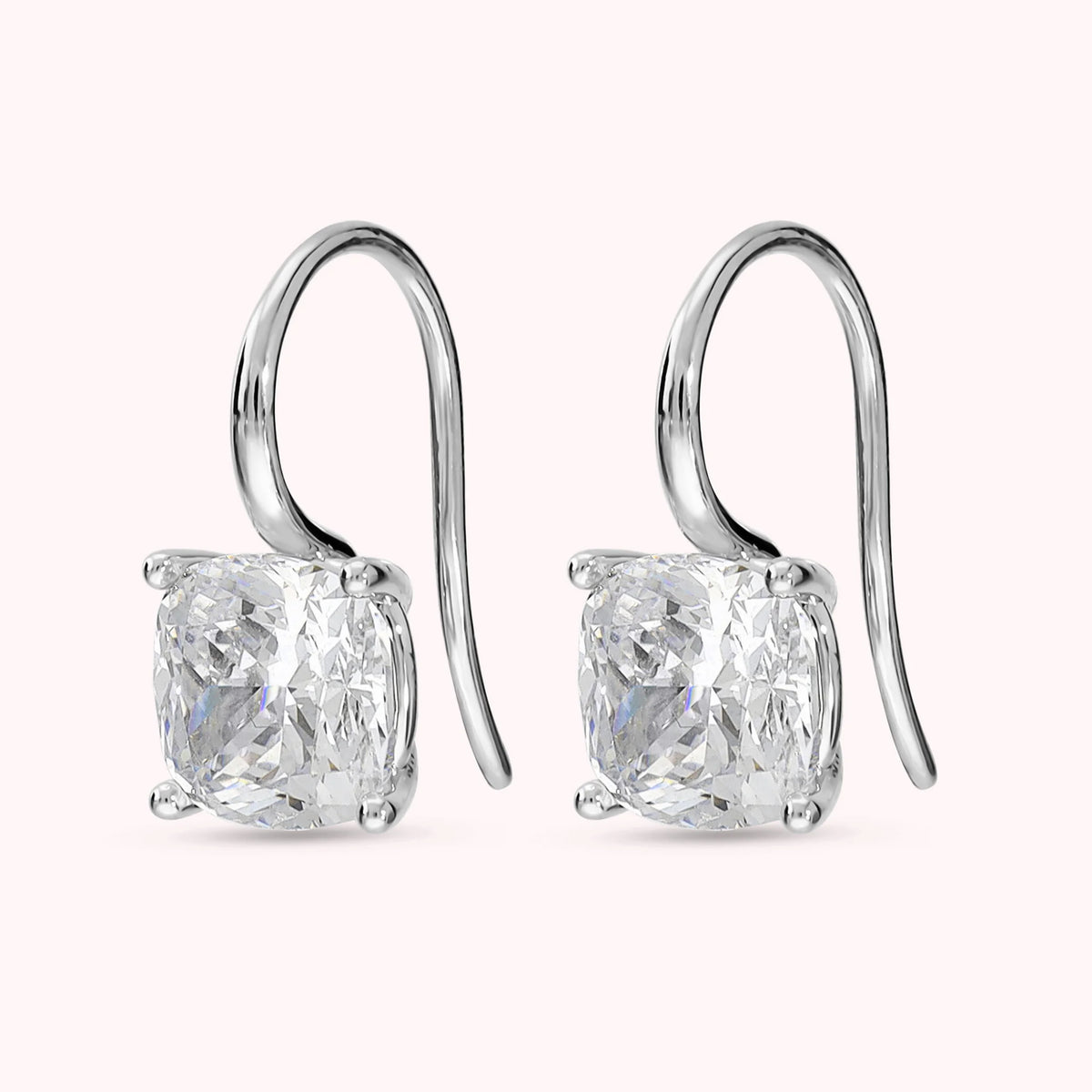 Orecchini Pendenti con Cubic Zirconia 7*7mm Placcati Oro 18Kt