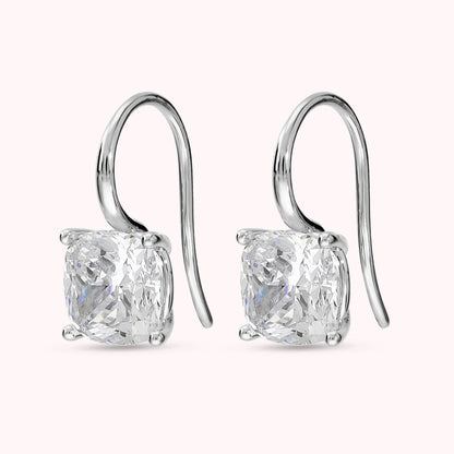Orecchini Pendenti con Cubic Zirconia 7*7mm Placcati Oro 18Kt