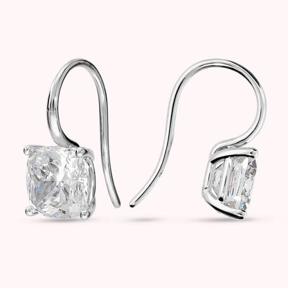 Orecchini Pendenti con Cubic Zirconia 7*7mm Placcati Oro 18Kt