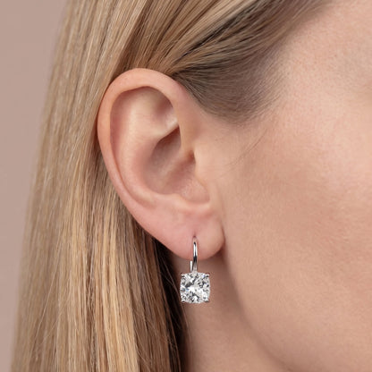 Orecchini Pendenti con Cubic Zirconia 7*7mm Placcati Oro 18Kt
