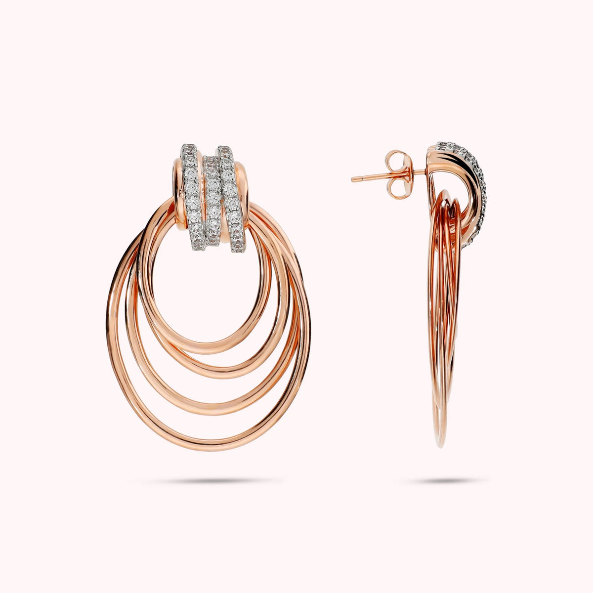 Orecchini Pendenti Multifilo Degradé con Cubic Zirconia Placcati Oro 18Kt