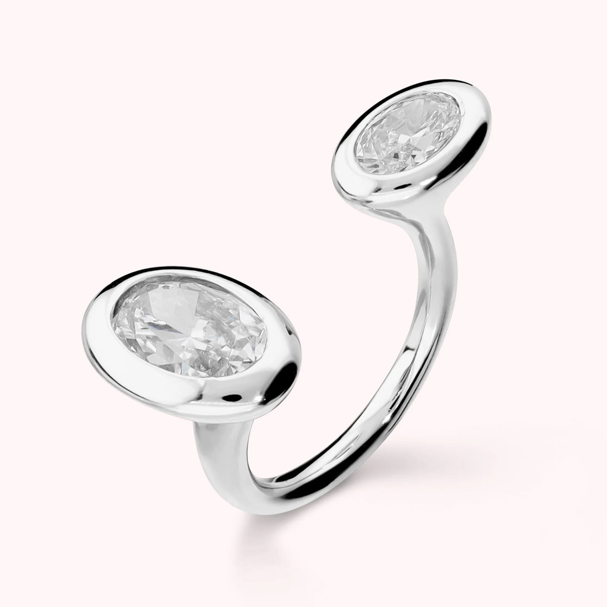 Anello Contrarié 'Toi Et Moi' con Doppia Cubic Zirconia Placcato Oro 18Kt