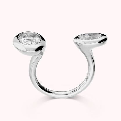 Anello Contrarié 'Toi et Moi' con Doppia Cubic Zirconia