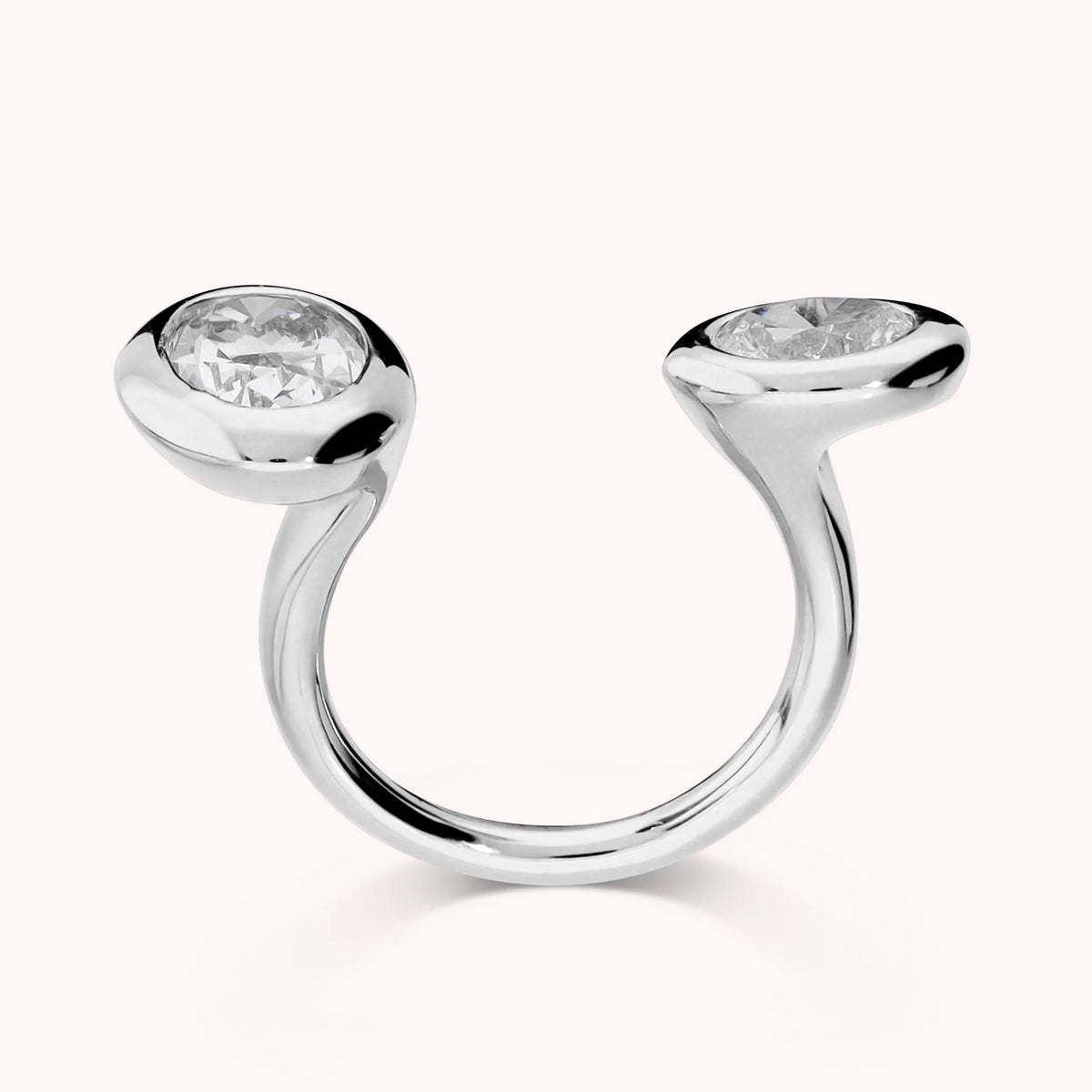 Anello Contrarié 'Toi Et Moi' con Doppia Cubic Zirconia Placcato Oro 18Kt