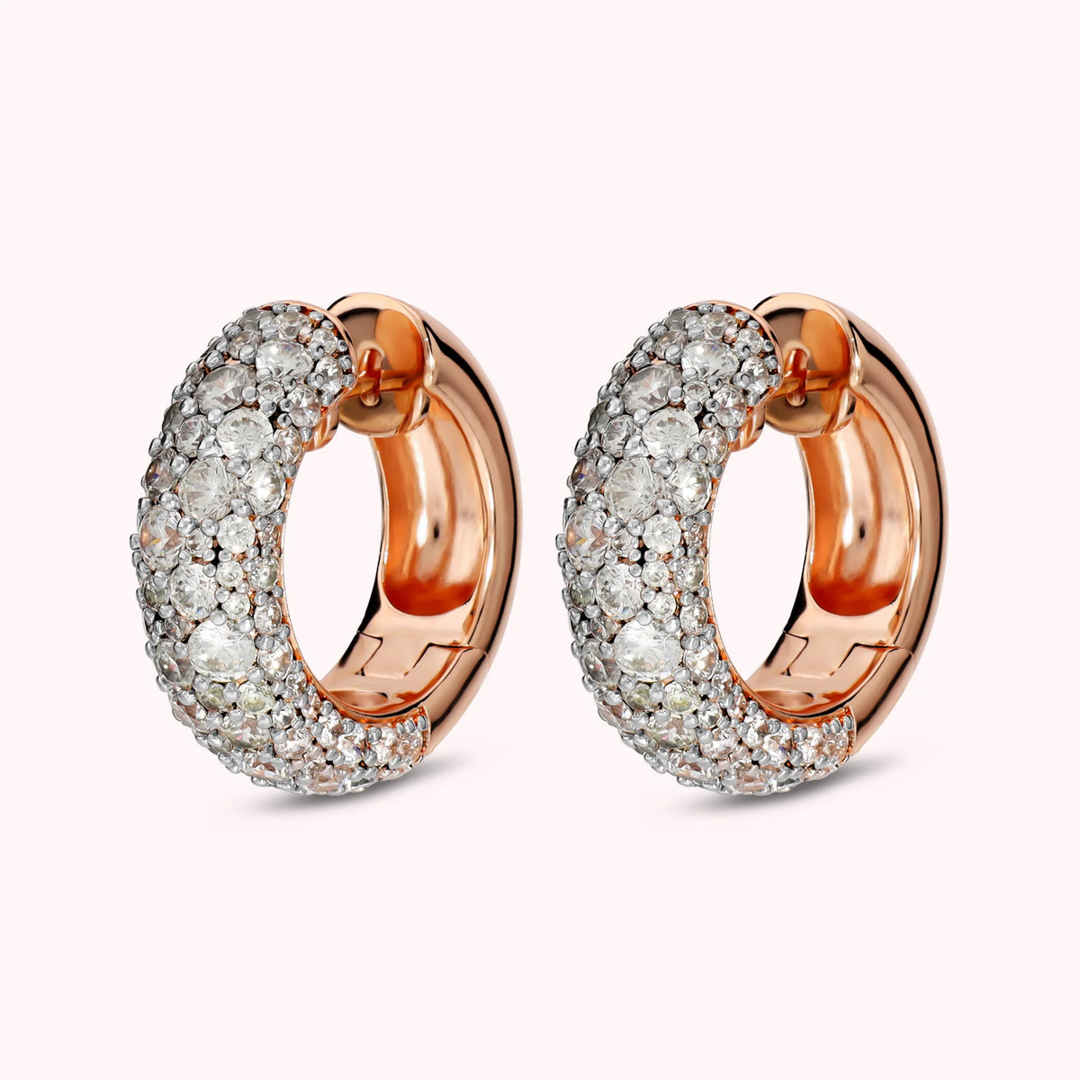 Orecchini a Cerchio con Pavè di Cubic Zirconia Placcati Oro 18Kt
