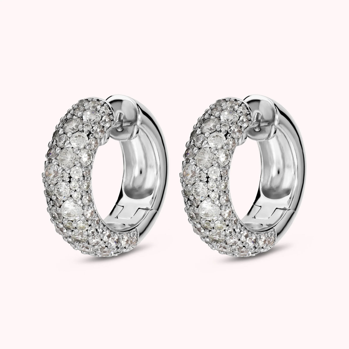 Orecchini a Cerchio con Pavè di Cubic Zirconia Placcati Oro 18Kt