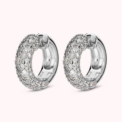 Orecchini a Cerchio con Pavè di Cubic Zirconia Placcati Oro 18Kt