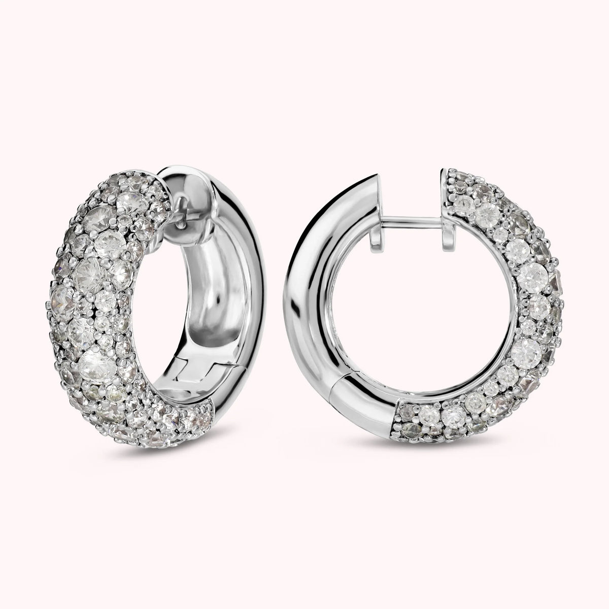 Orecchini a Cerchio con Pavè di Cubic Zirconia Placcati Oro 18Kt