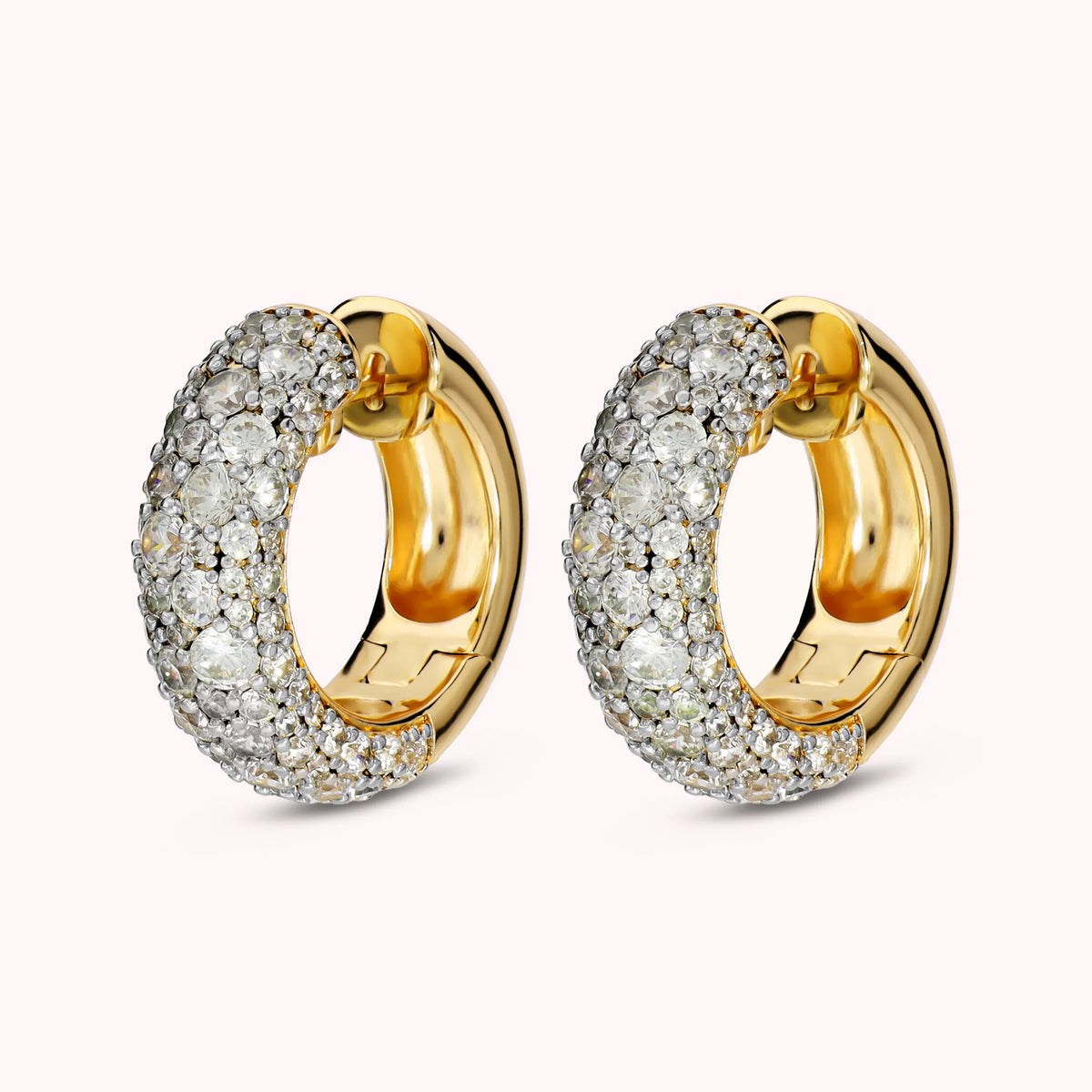 Orecchini a Cerchio con Pavè di Cubic Zirconia Placcati Oro 18Kt