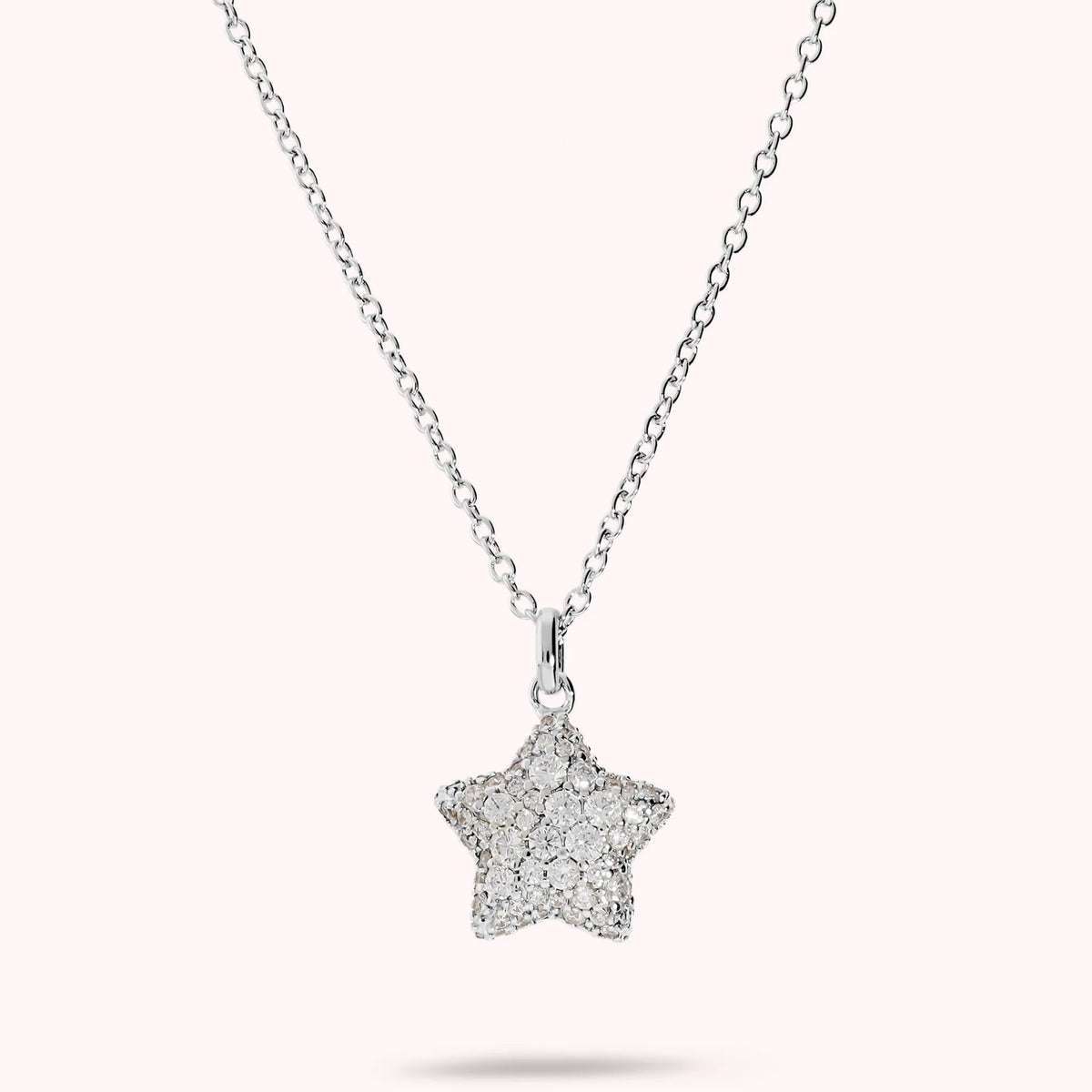 Collana con Pendente Stella in Pavè di Cubic Zirconia Placcata Oro 18Kt