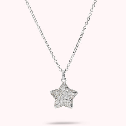 Collana con Pendente Stella in Pavè di Cubic Zirconia Placcata Oro 18Kt